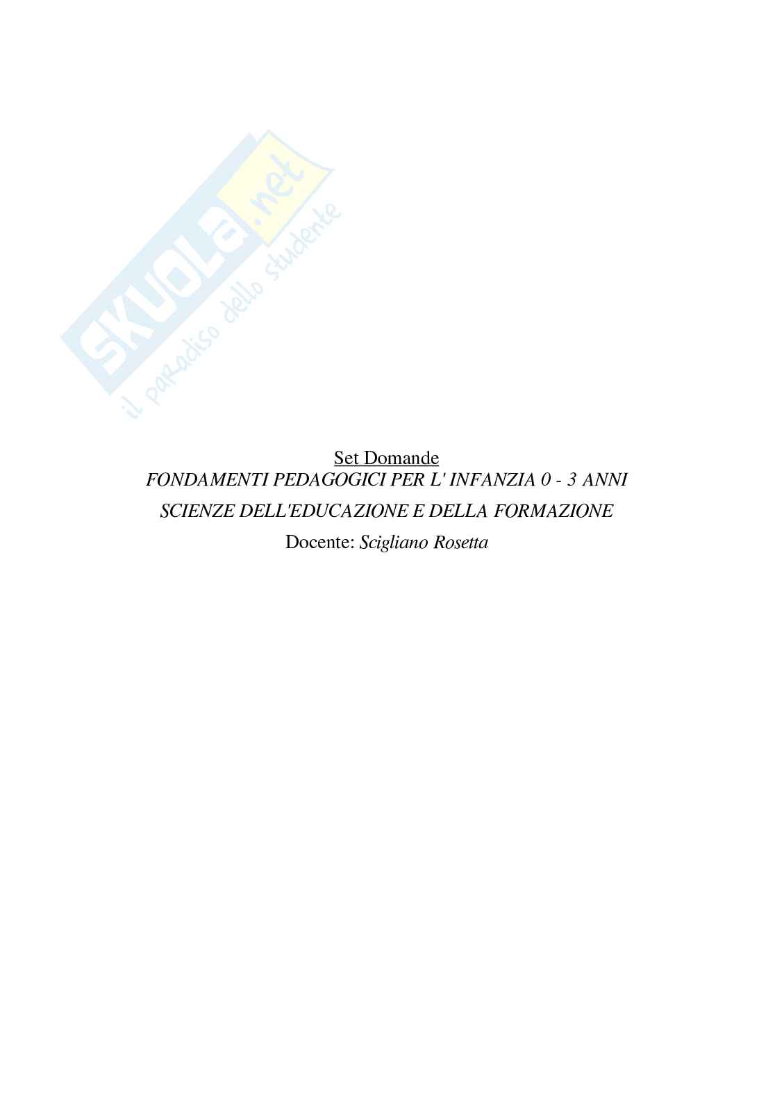 Paniere completo di Fondamenti pedagogici per l'infanzia 0-3 anni - Risposte multiple e Aperte - aggiornato (2026) Pag. 2