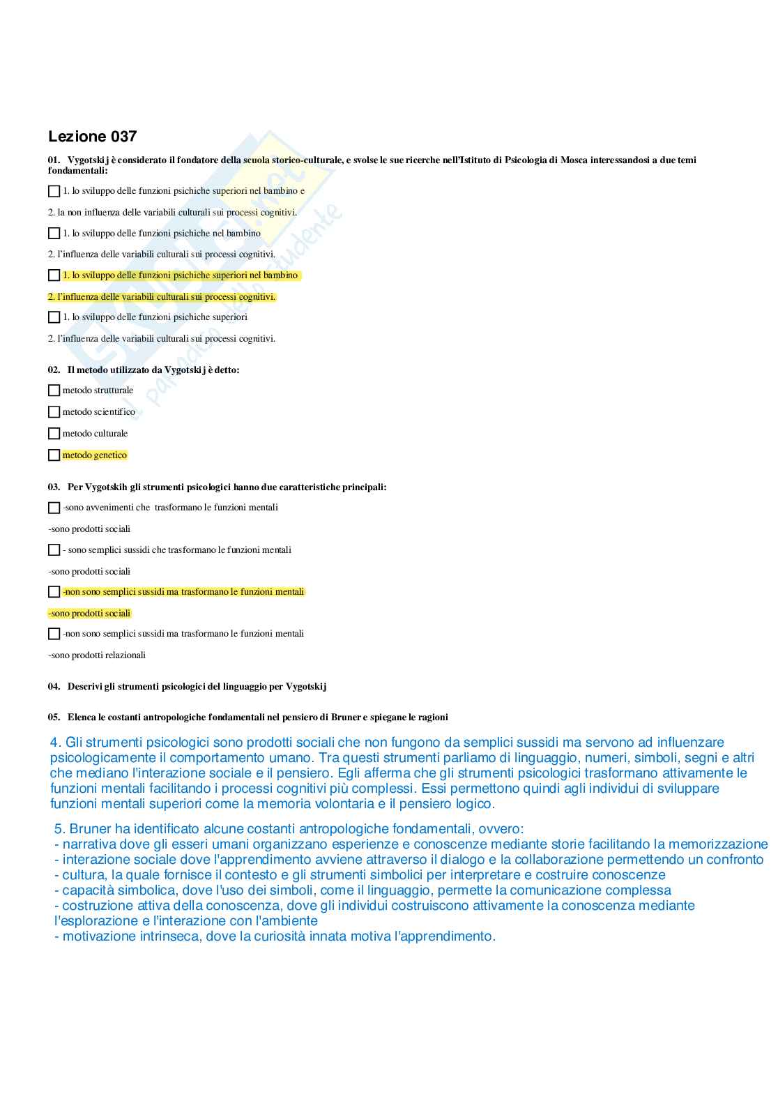 Paniere completo di Fondamenti pedagogici per l'infanzia 0-3 anni - Risposte multiple e Aperte - aggiornato (2026) Pag. 41