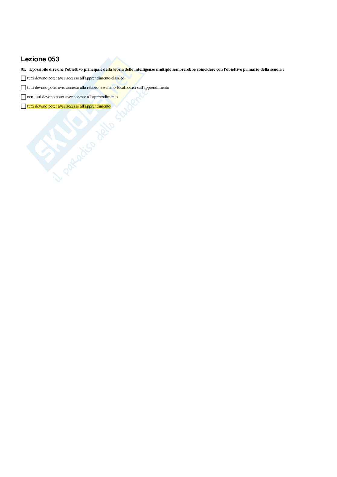 Paniere completo di Fondamenti pedagogici per l'infanzia 0-3 anni - Risposte multiple e Aperte - aggiornato (2026) Pag. 56