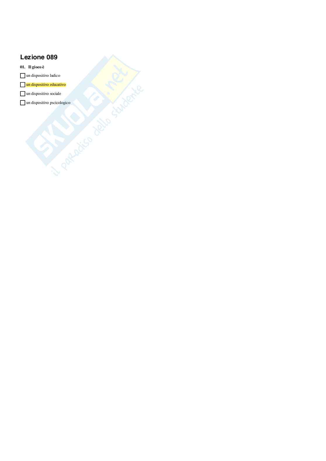 Paniere completo di Fondamenti pedagogici per l'infanzia 0-3 anni - Risposte multiple e Aperte - aggiornato (2026) Pag. 76