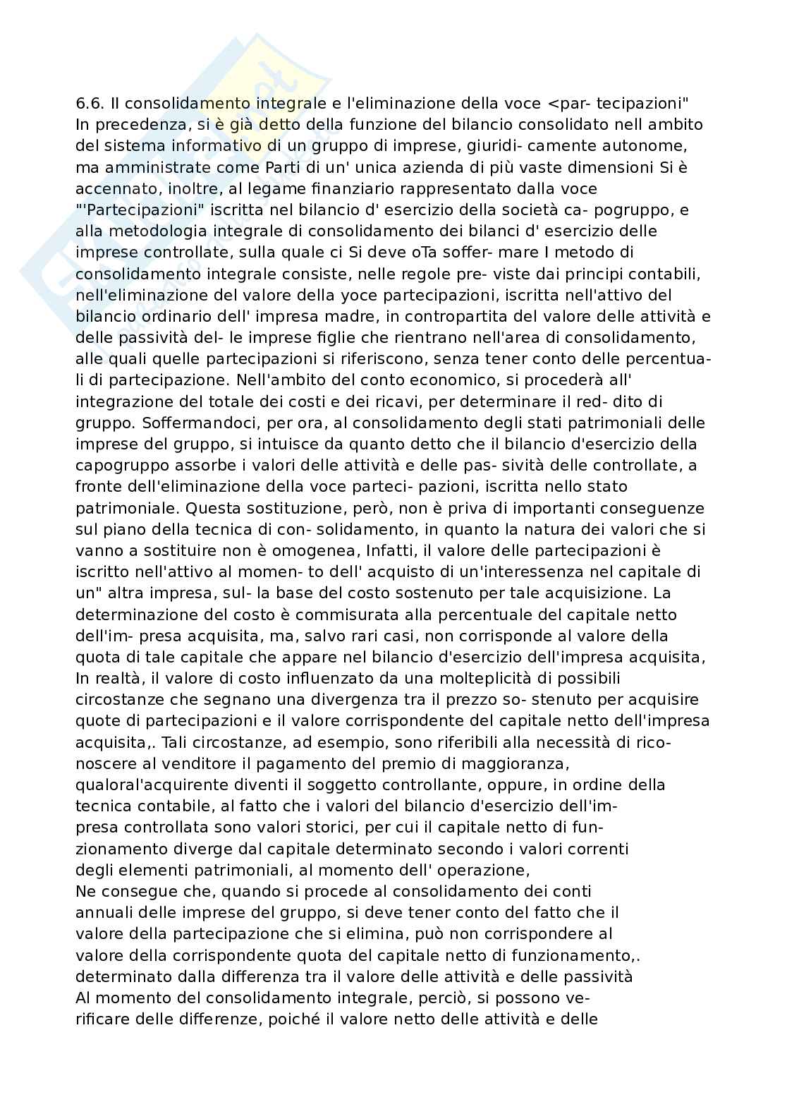 II consolidamento integrale e l'eliminazione della voce partecipazioni Pag. 1