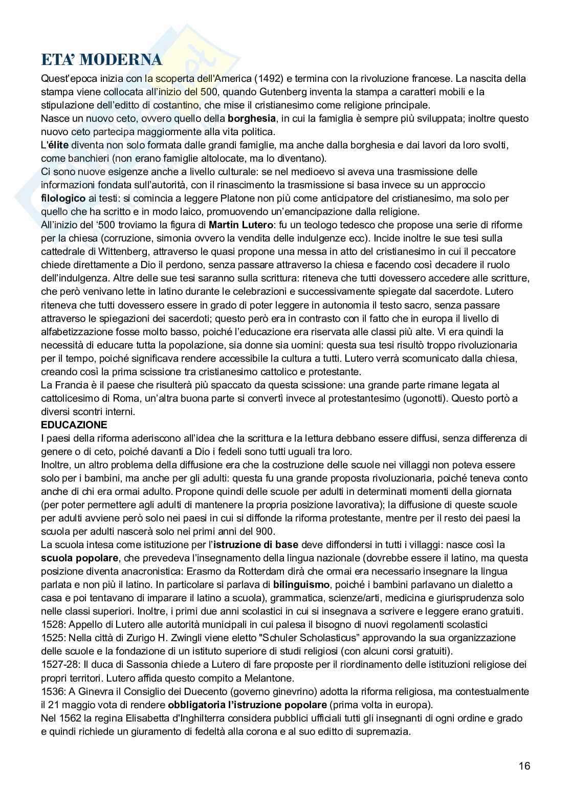 Storia della Pedagogia e delle istituzioni educative  Pag. 16