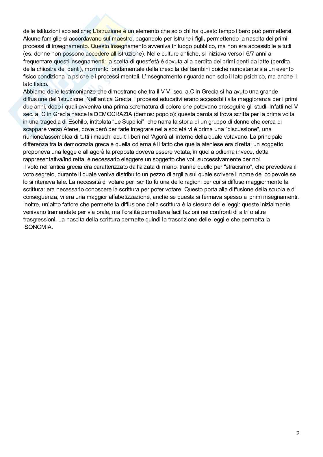 Storia della Pedagogia e delle istituzioni educative  Pag. 2