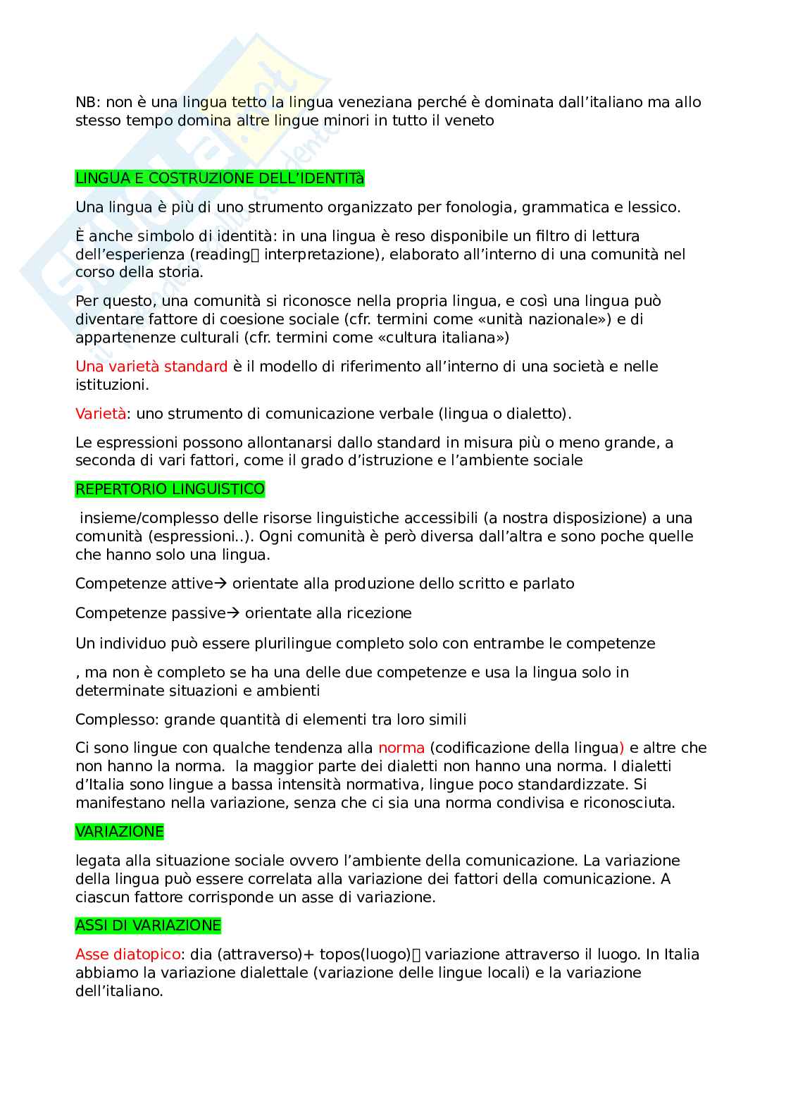 Appunti esame linguistica generale (primo semestre) Pag. 6