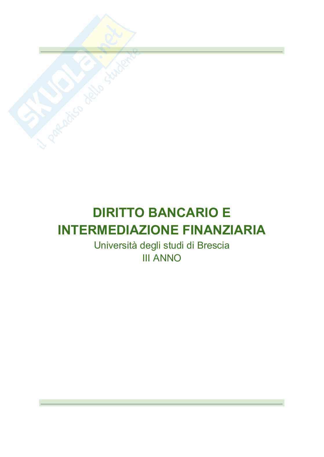 Riassunto esame Diritto bancario e dell'intermediazione finanziaria, Prof. Maria Elisa, libro consigliato Diritto bancario e finanziario , Bontempi  Pag. 1