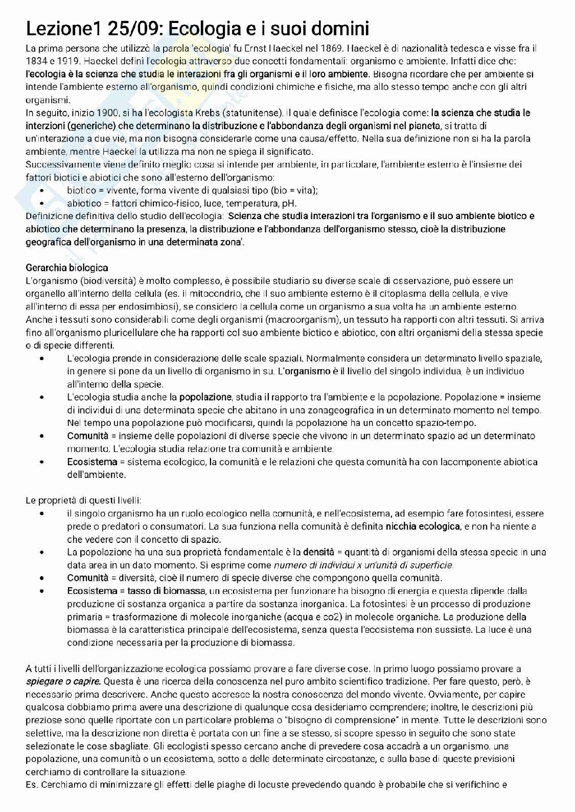 Appunti Ecologia Pag. 1