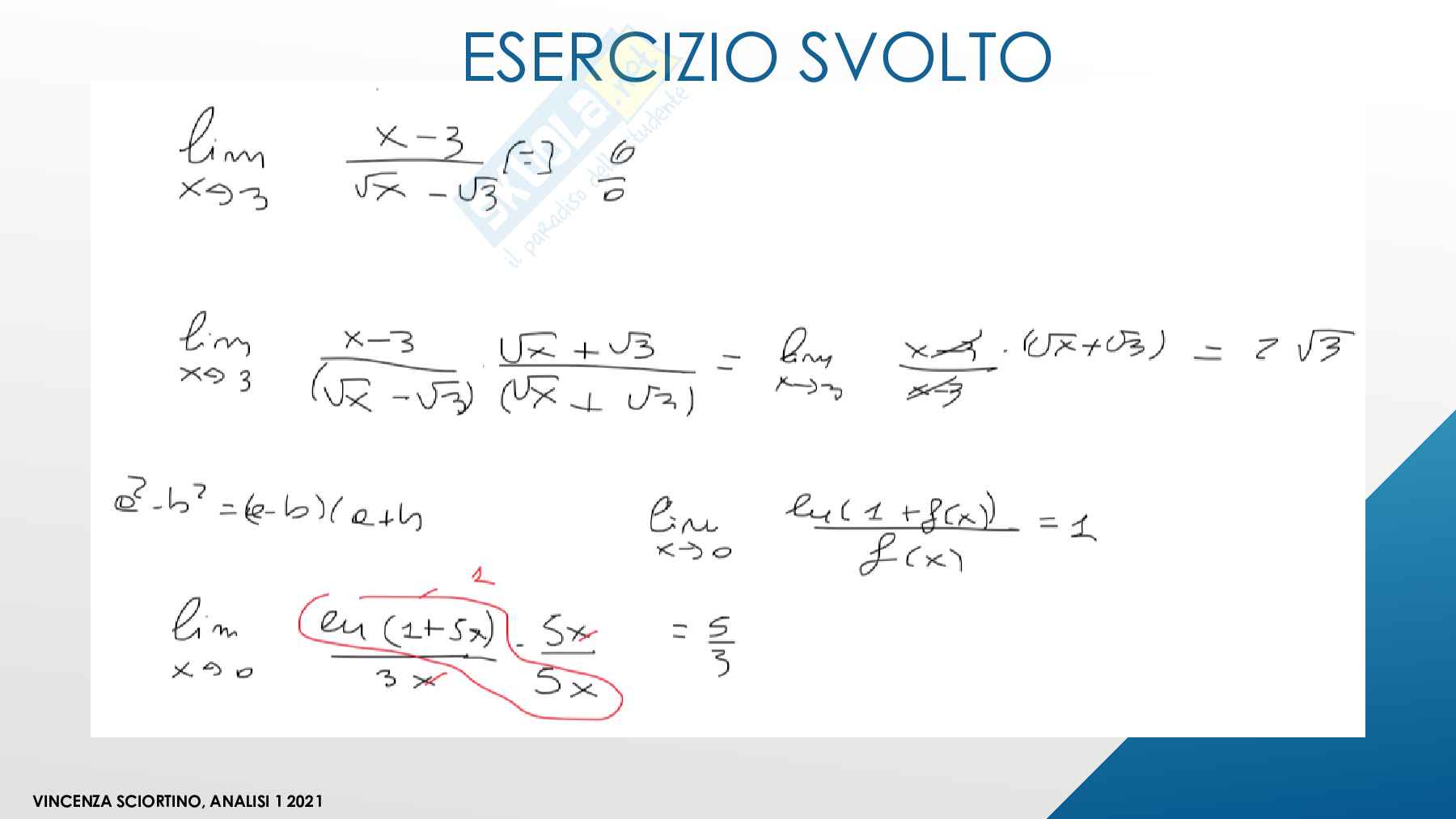 Limiti esercizi svolti Pag. 2