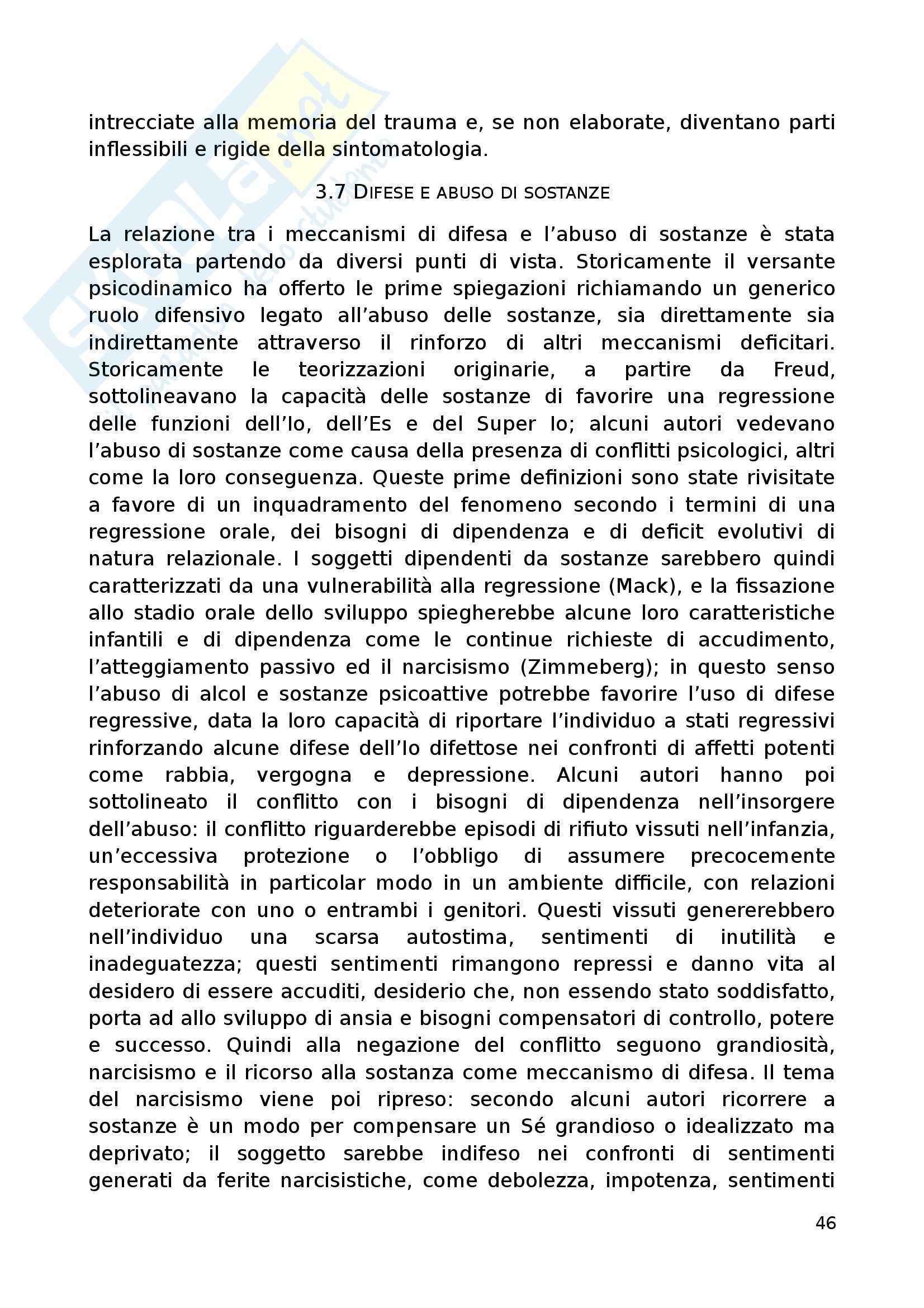 Riassunto esame Psicologia clinica, prof. Madeddu, libro consigliato I meccanismi di difesa, Lingiardi, Madeddu Pag. 46
