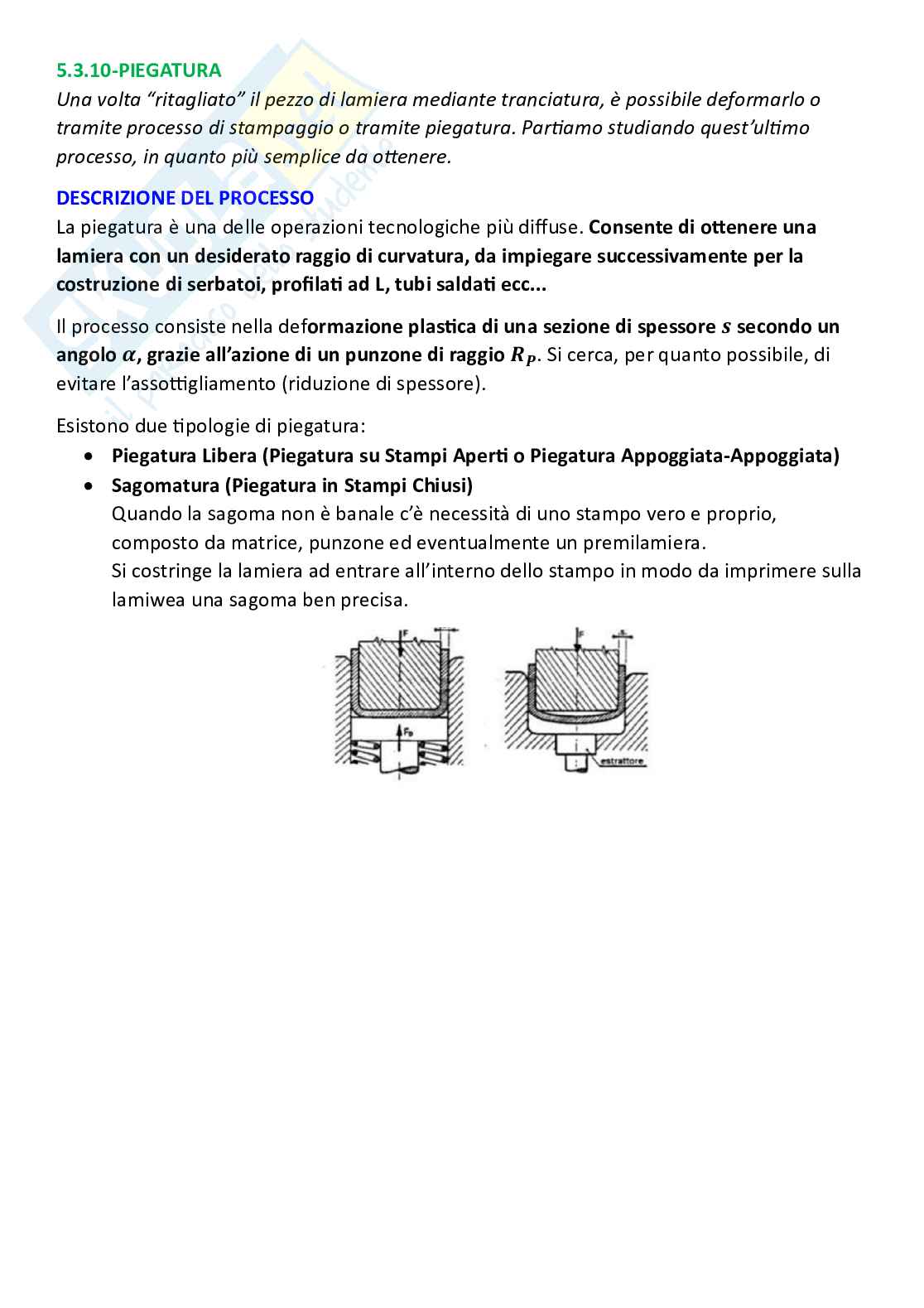 Tecnologie industriali, parte 9 - Piegatura Pag. 1