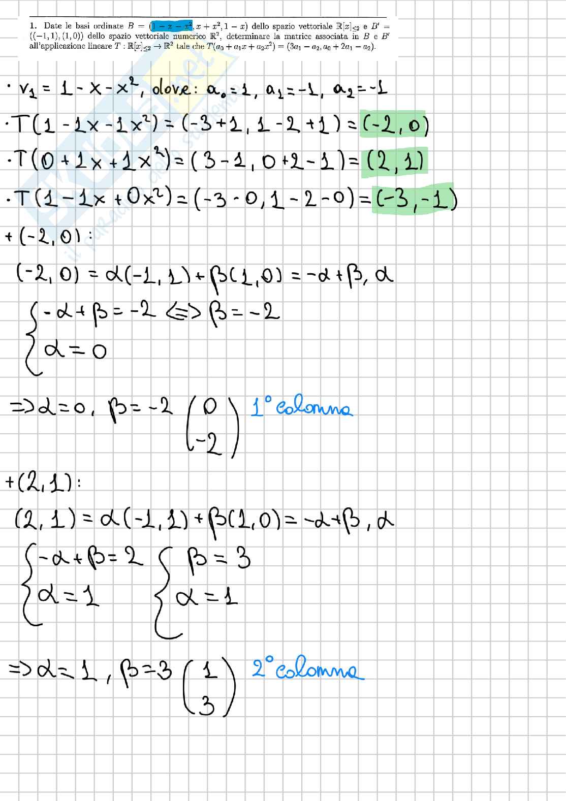 Esercizi Geometria e Algebra lineare Pag. 1