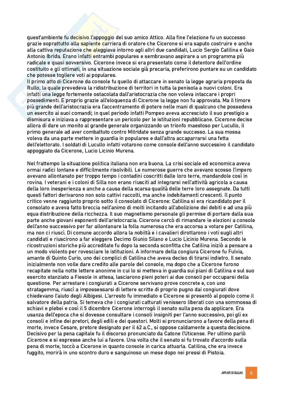 Riassunto esame letteratura latina, prof. Labate, libro consigliato Cicerone la parola e la politica, Narducci Pag. 6