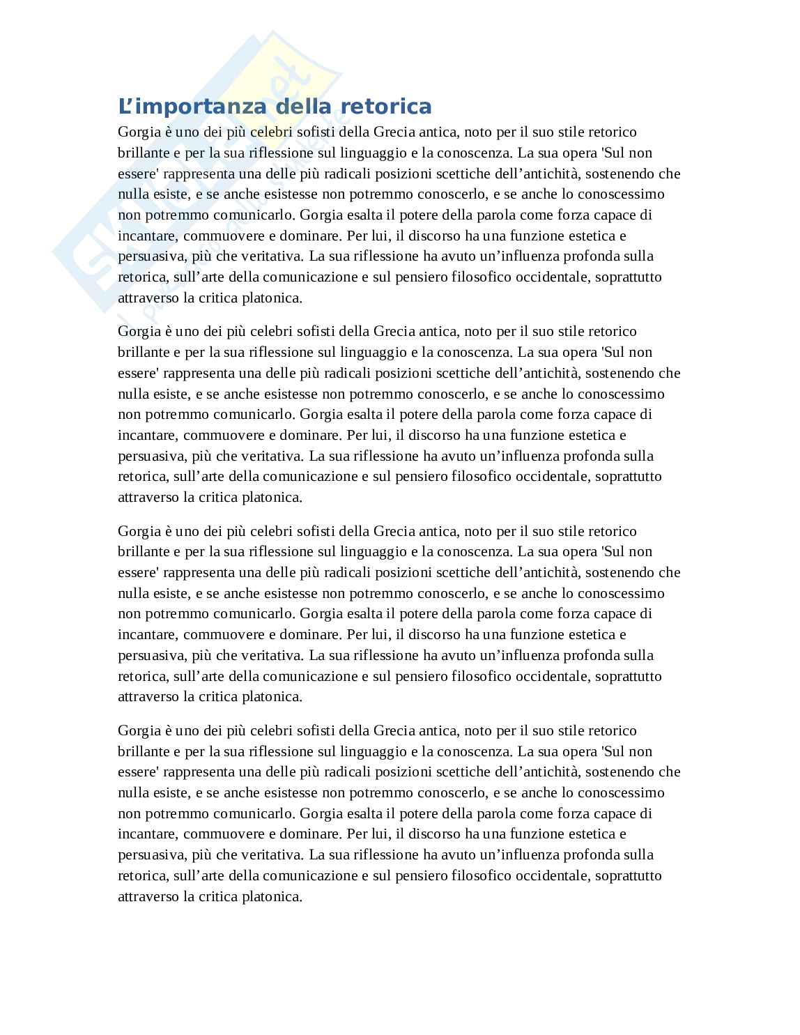 Gorgia - Il pensiero filosofico  Pag. 11
