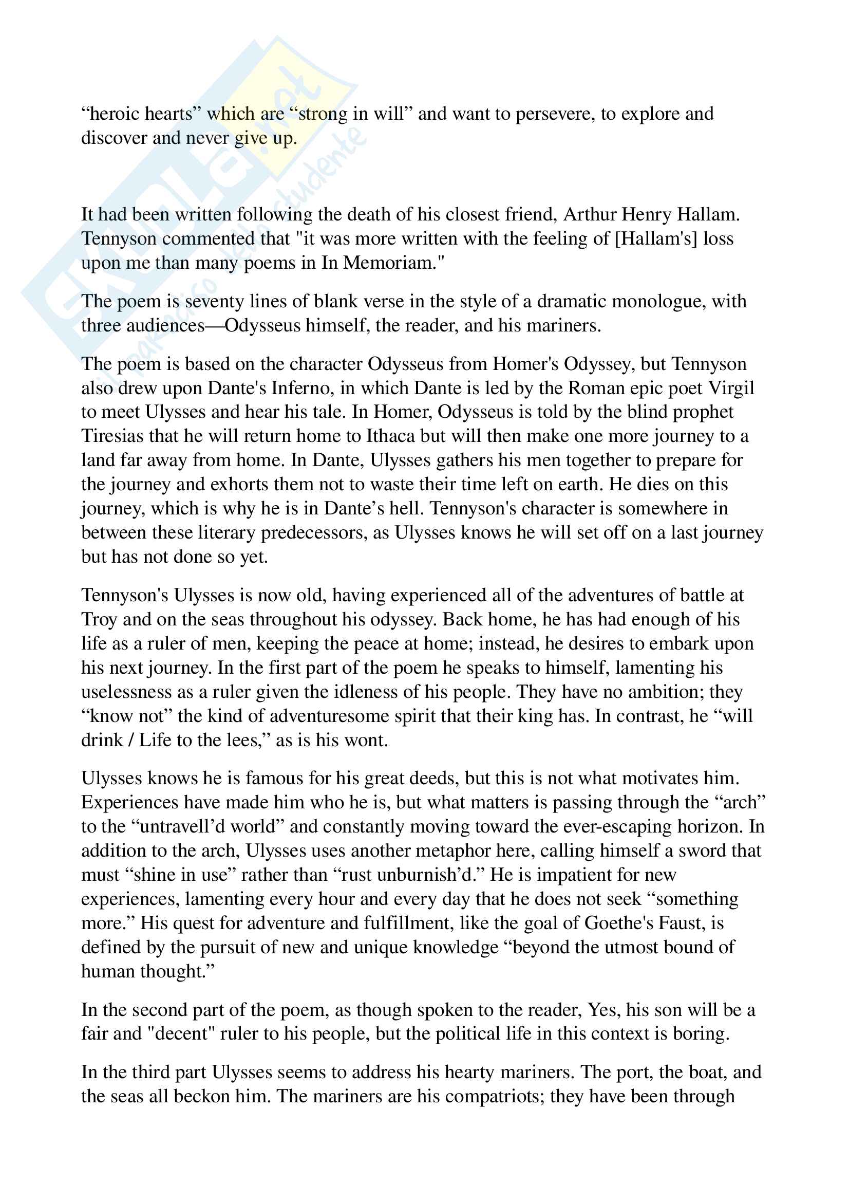 Nozioni Appunti Di Letteratura Inglese Ii