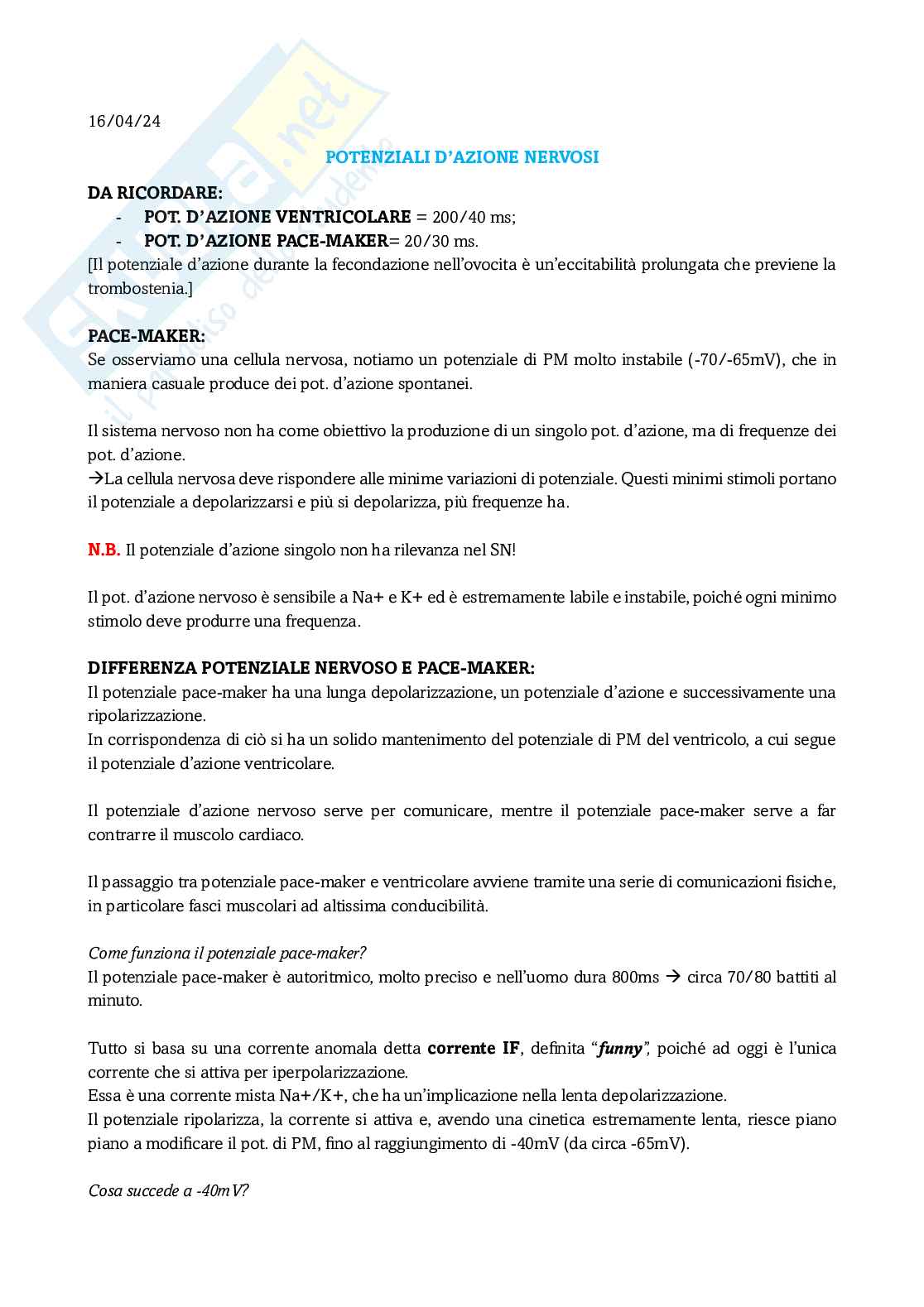 Appunti secondo modulo di Fisiologia Pag. 1