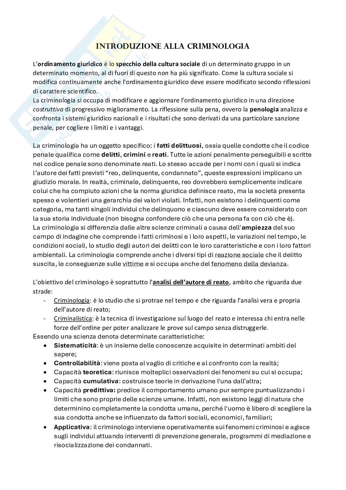 Criminologia generale Pag. 1