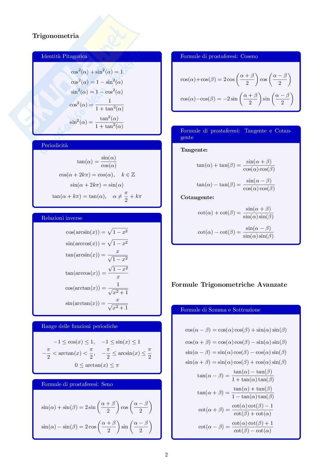 Formulario Analisi matematica 1   Pag. 2