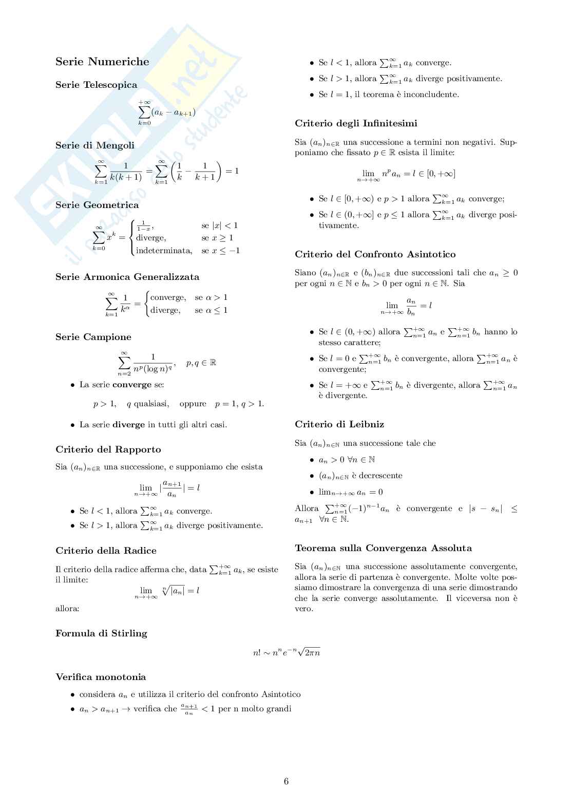 Formulario Analisi matematica 1   Pag. 6