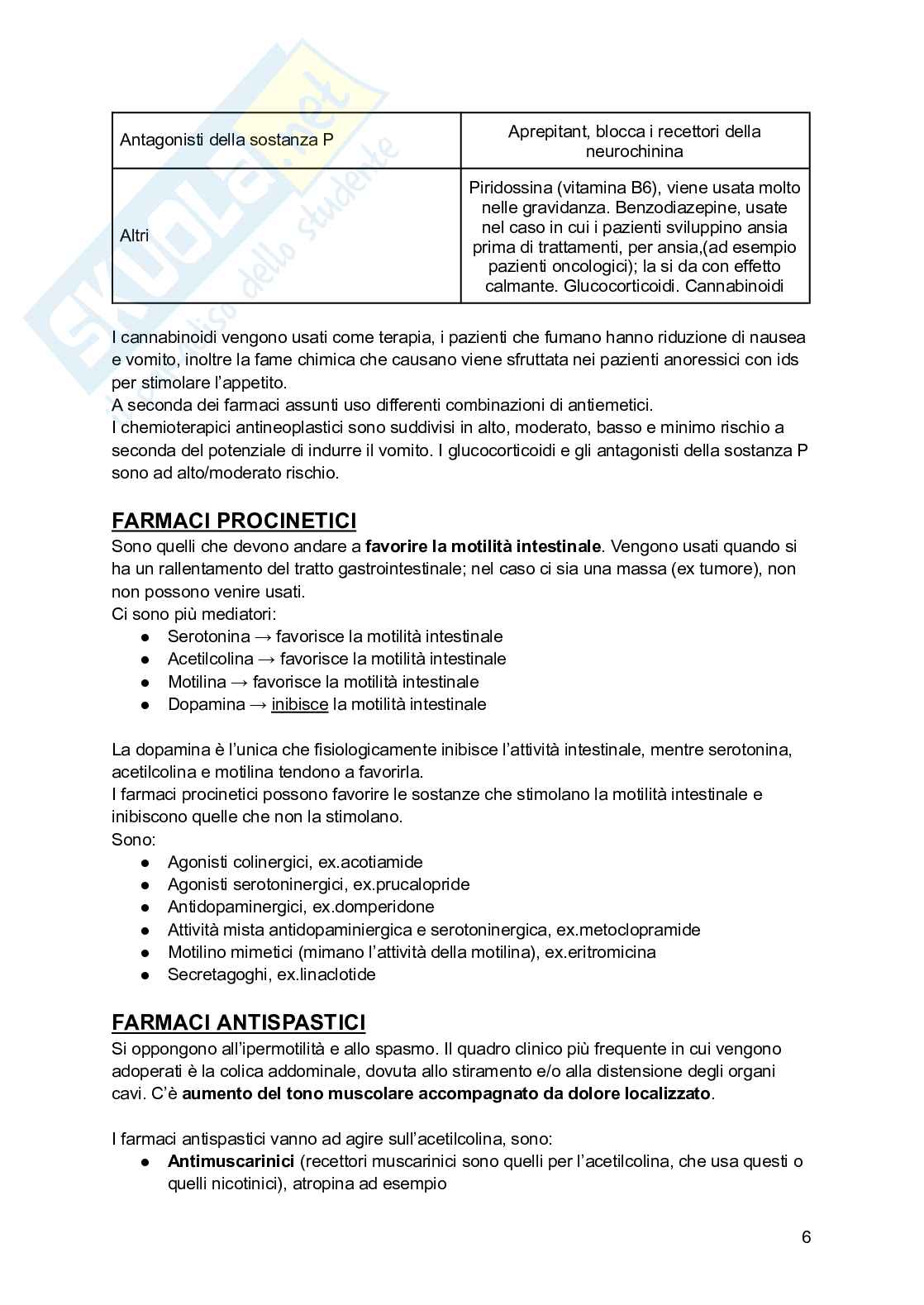 Farmaci dell'apparato digerente Pag. 6