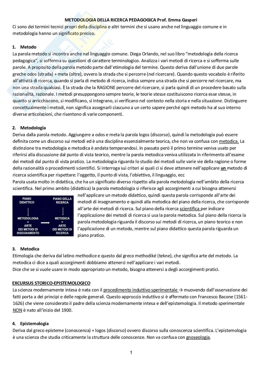 Metodologia della ricerca pedagogica Pag. 1