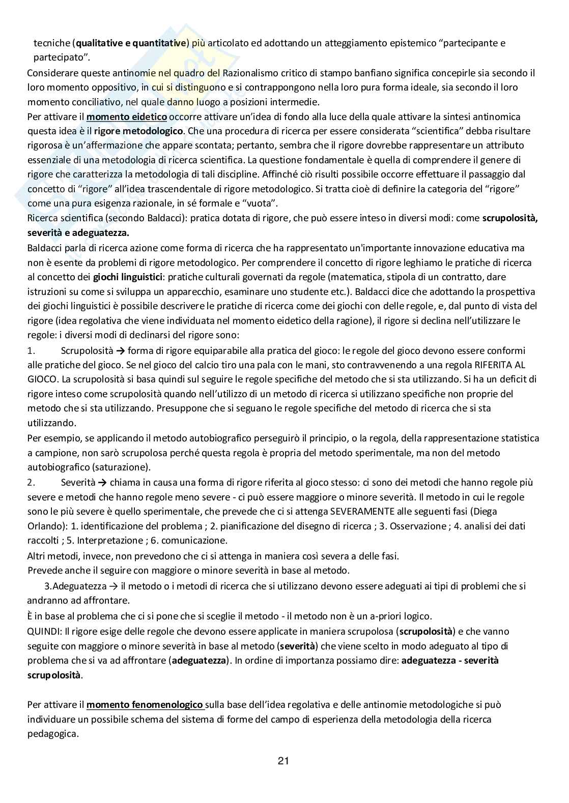Metodologia della ricerca pedagogica Pag. 21