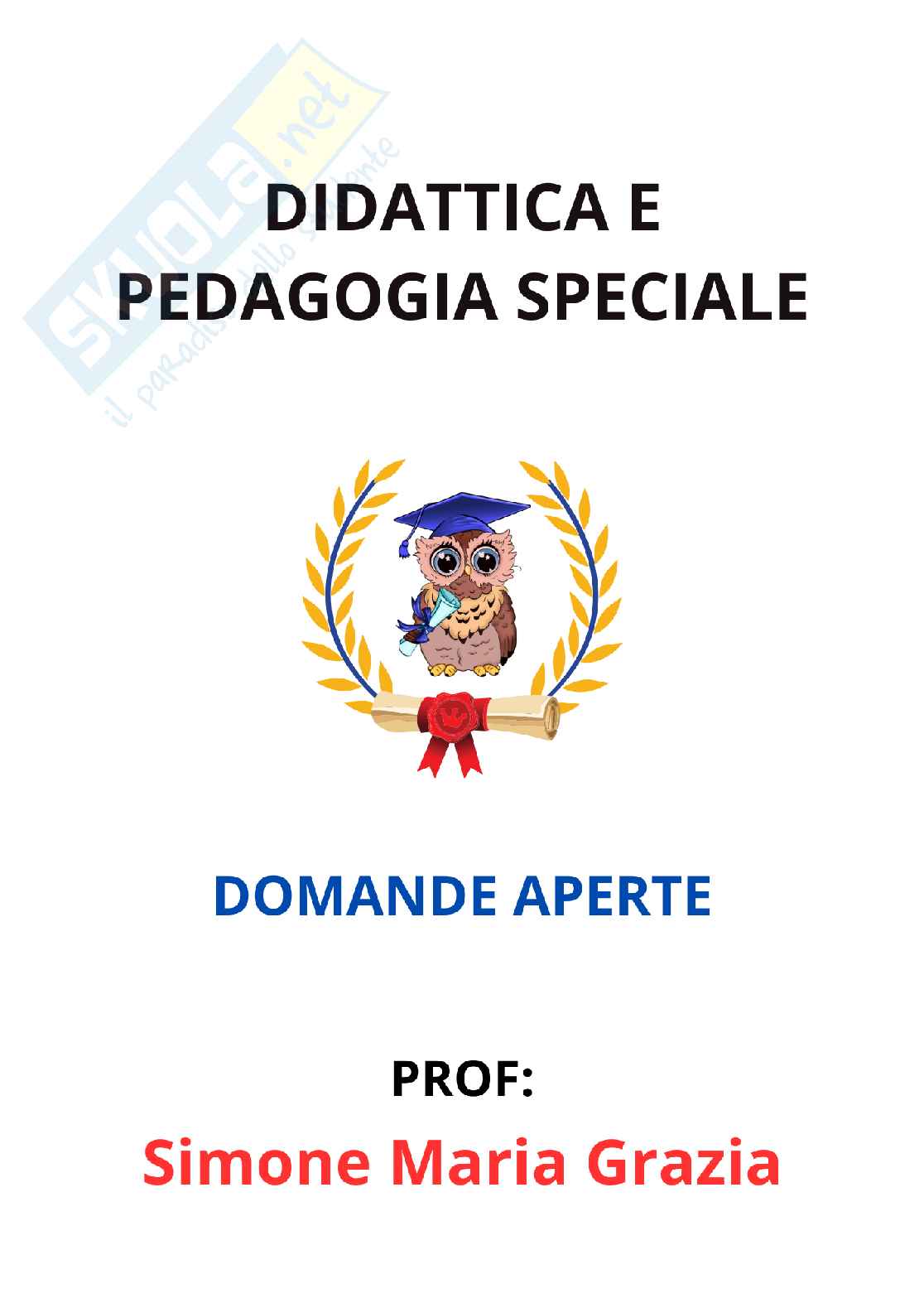 Paniere Didattica e pedagogia speciale  - Risposte aperte - aggiornato (2026) Pag. 1