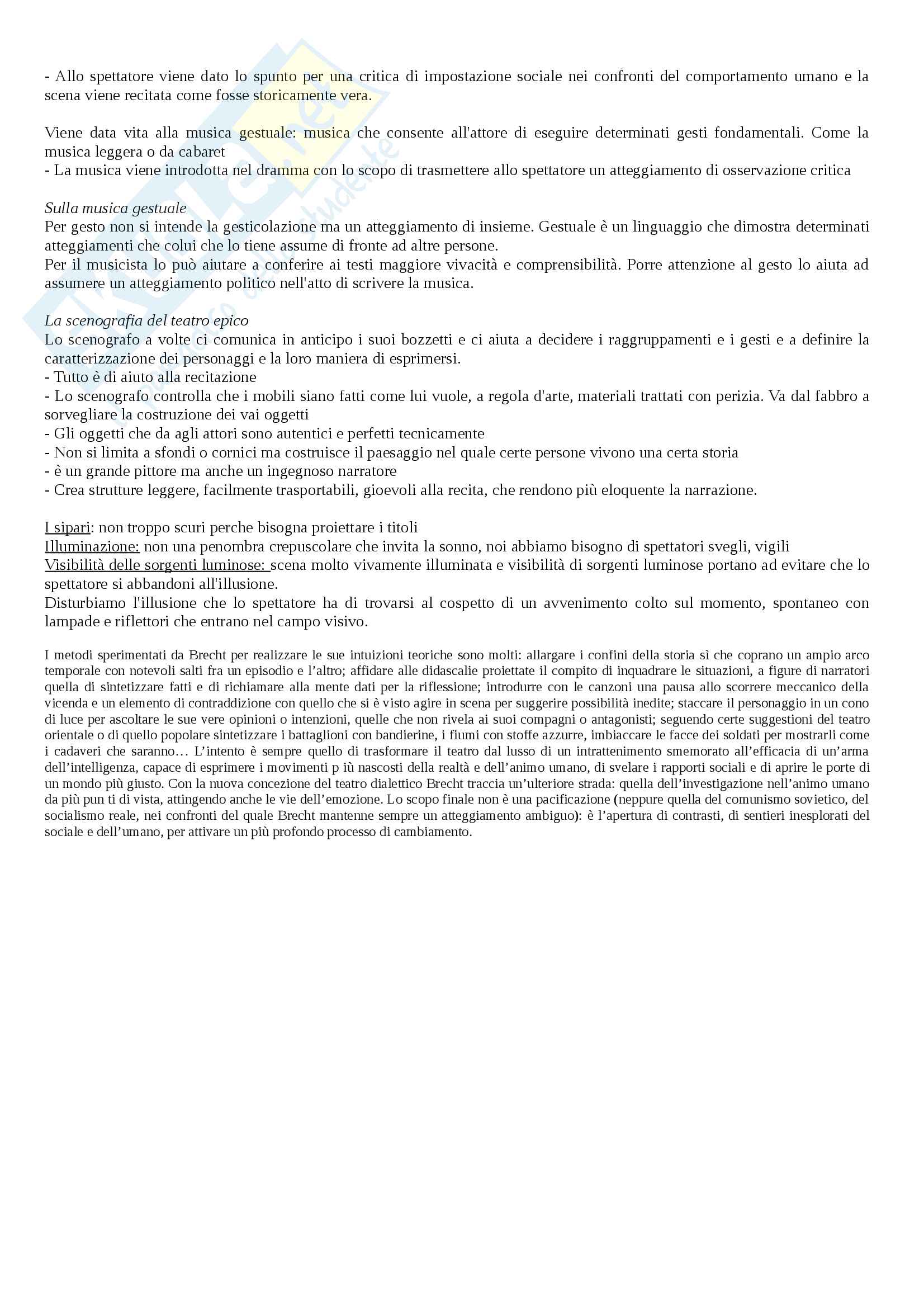 Riassunto esame storia della regia, prof Longhi, Libro consigliato Scritti teatrali, Bertolt Brecht Pag. 6