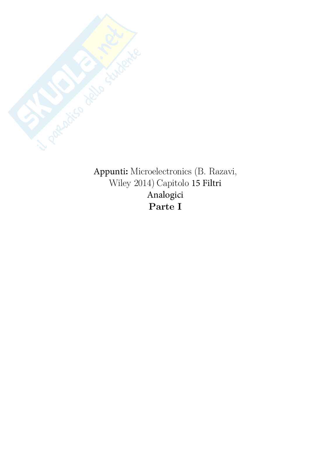 Appunti Elettronica analogica sui filtri analogici - Parte I Pag. 1