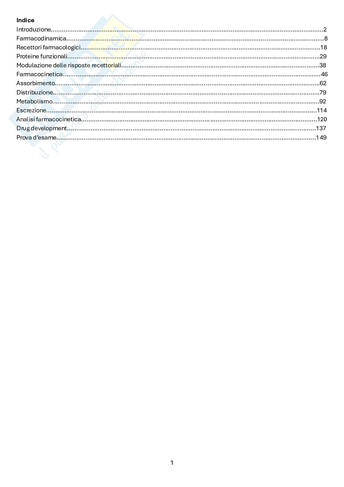 Principi generali di Farmacologia Pag. 2