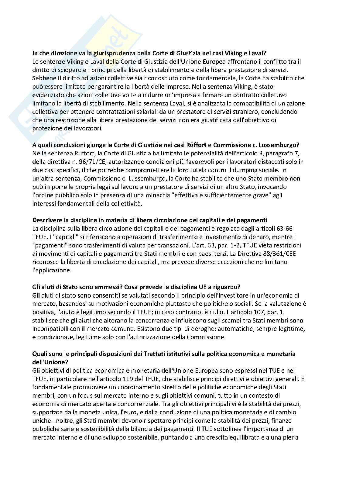 Diritto dell'Unione Europea - Domande aperte Pag. 11