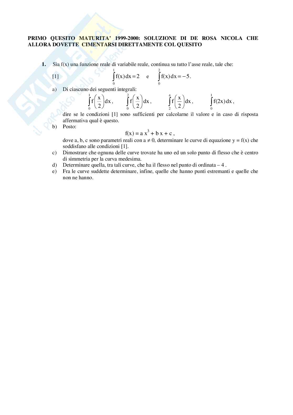 2000 - Liceo scientifico di ordinamento problema 1 Pag. 1