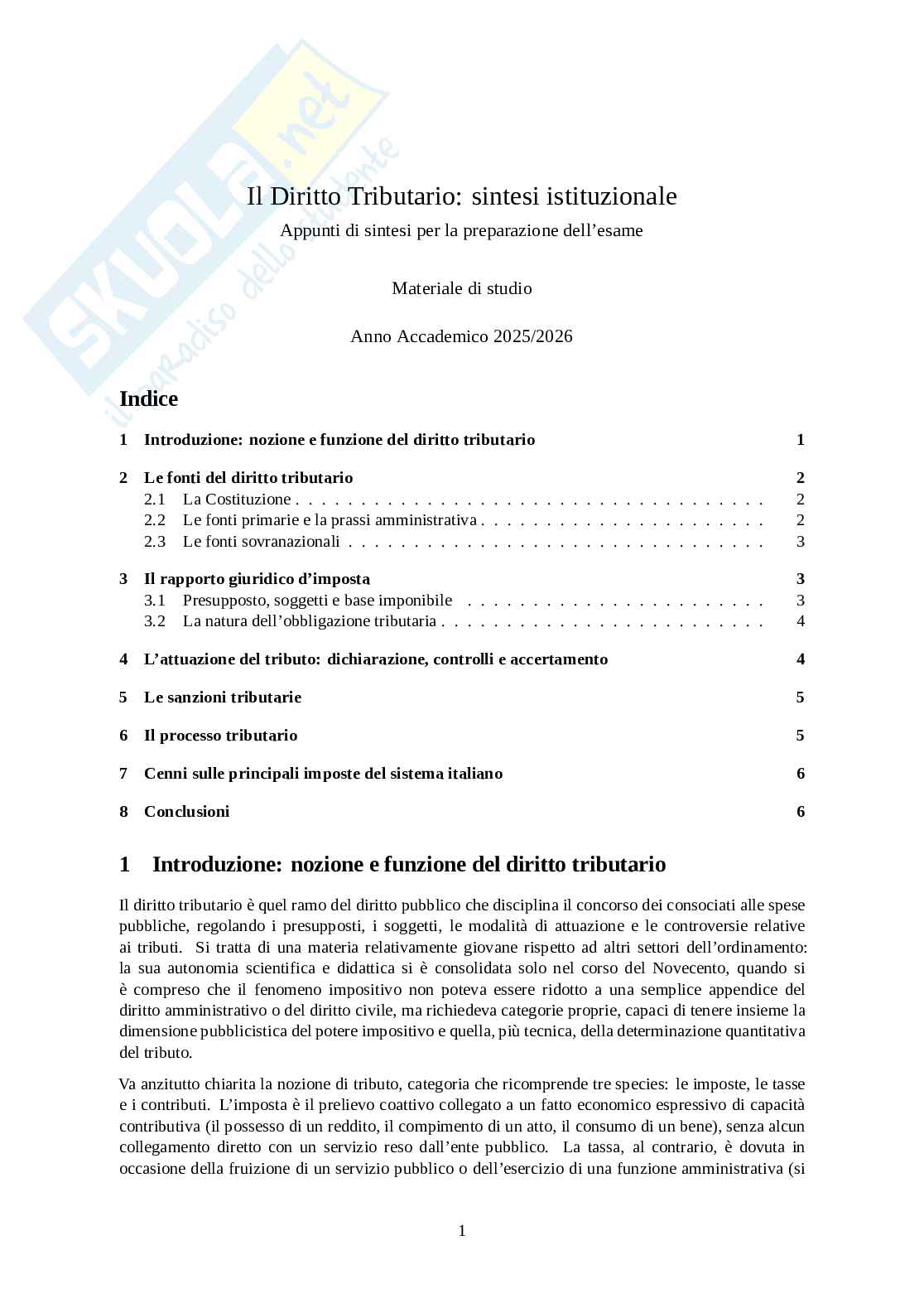Istituzioni di diritto tributario Pag. 1