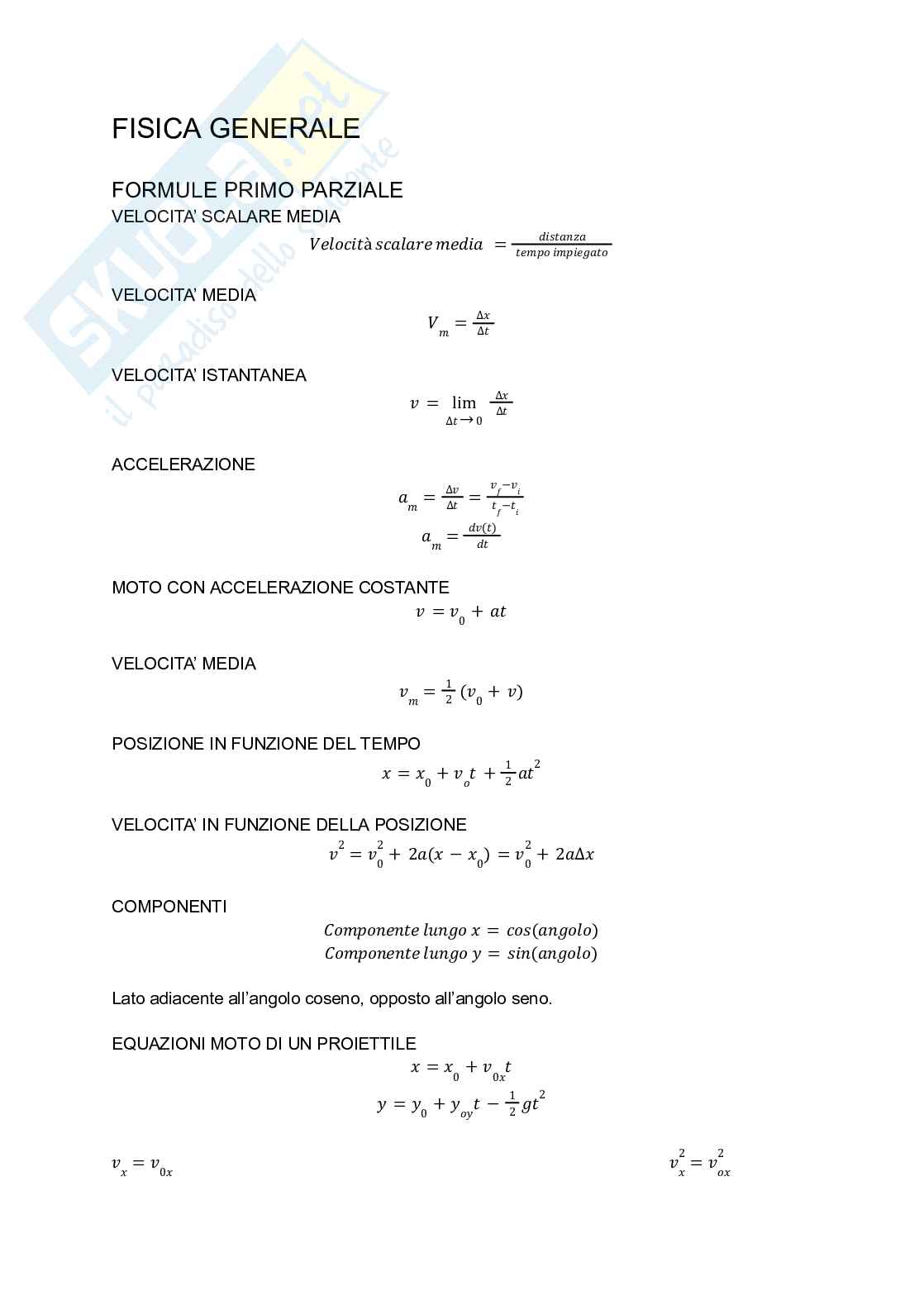 Formulario di Fisica generale Pag. 2