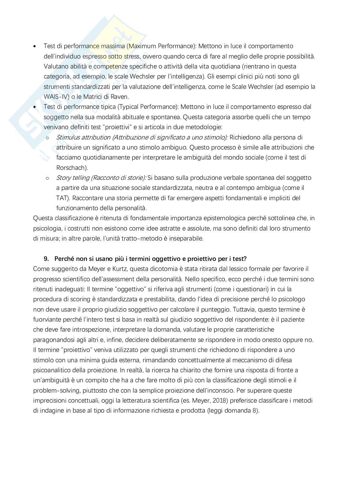 Domande esame di Valutazione psicologica e di personalità  Pag. 6