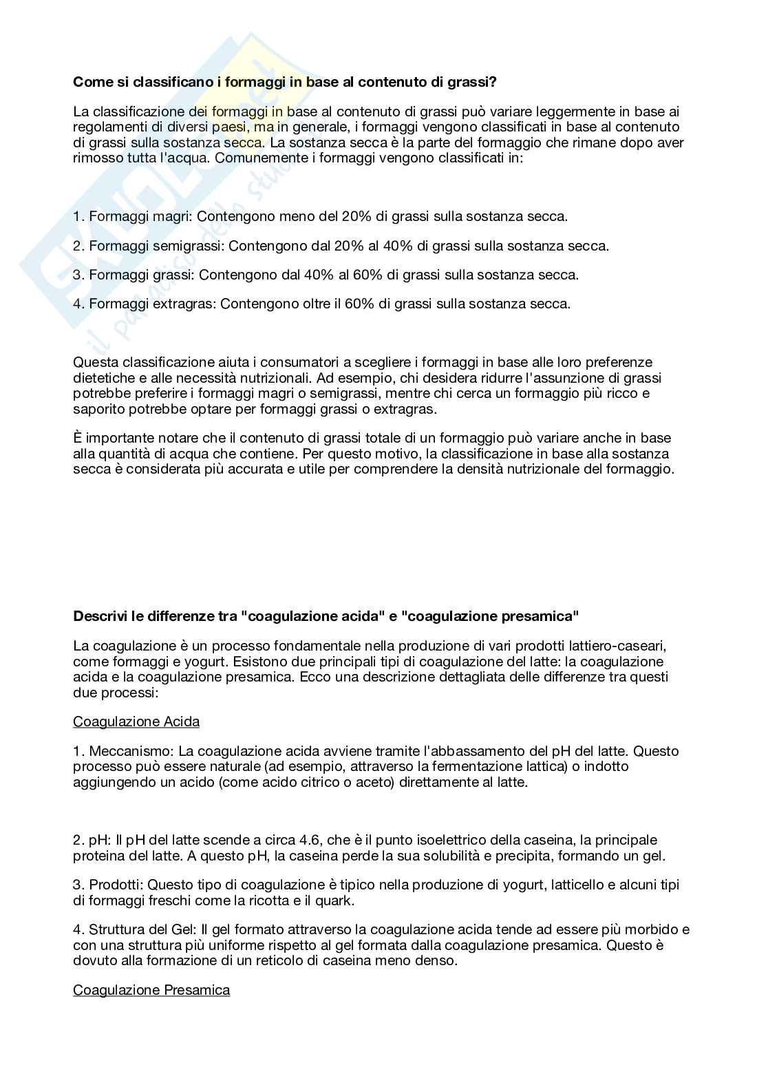 Risposte domande aperte Chimica degli alimenti Pag. 61