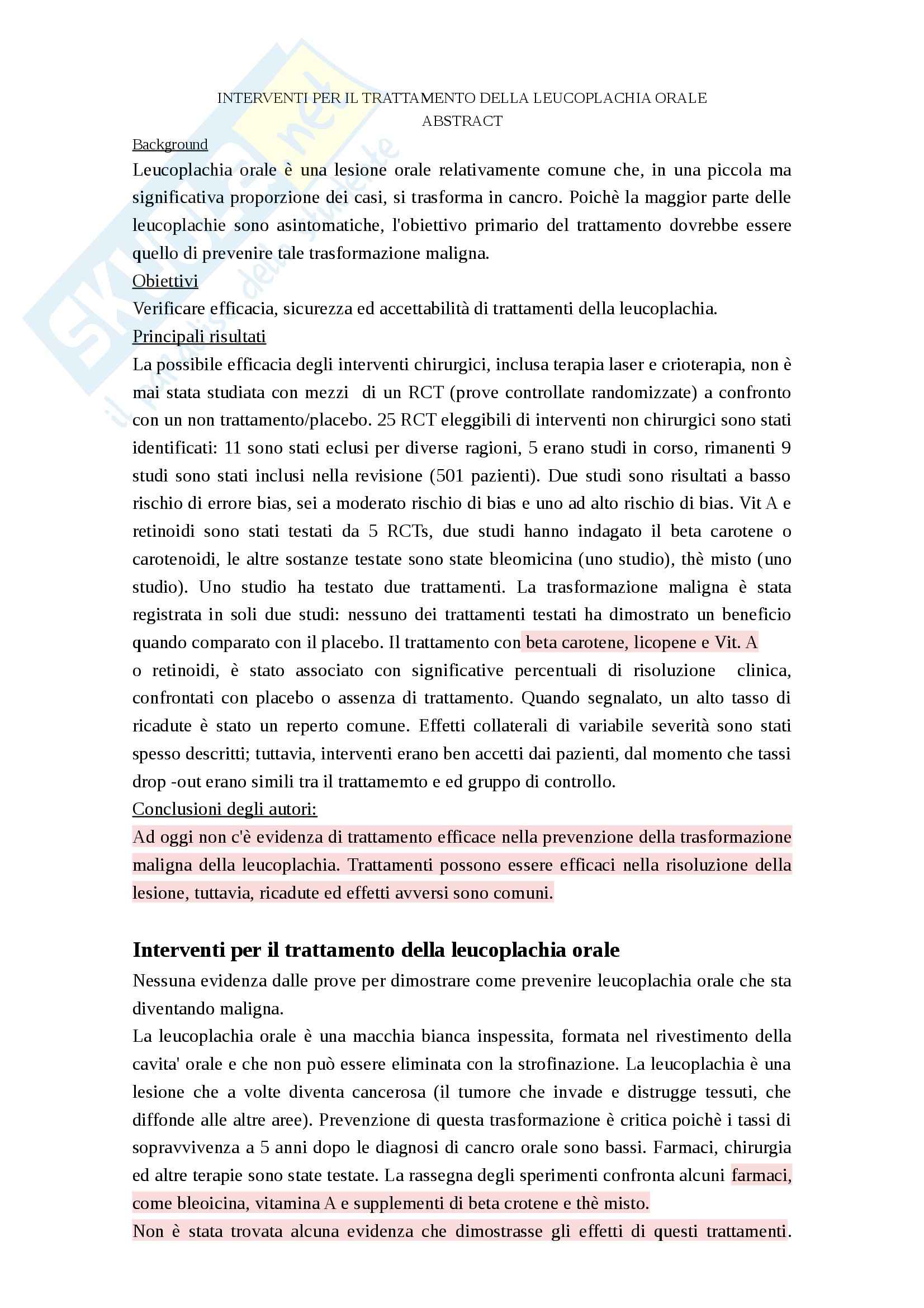 Leucoplachia cochrane, Anatomia patologica Pag. 1