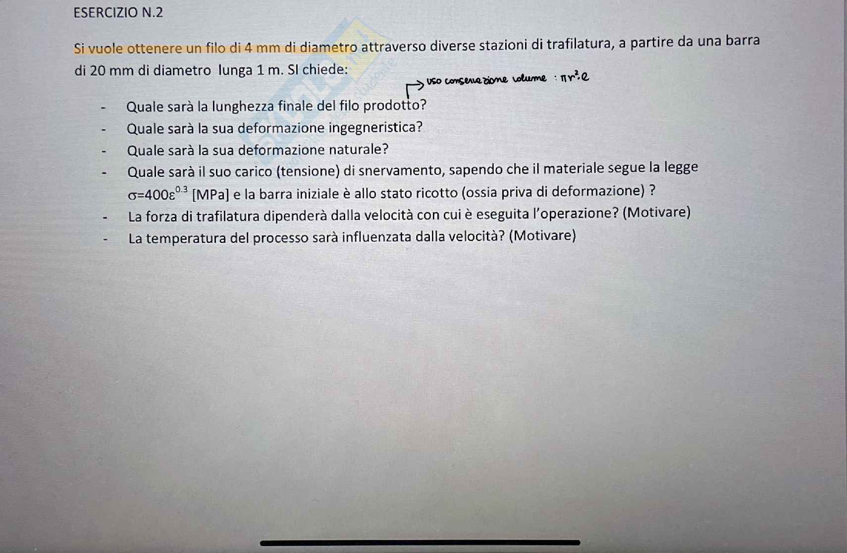 Esercizi stile esami di Studi di fabbricazione Pag. 1