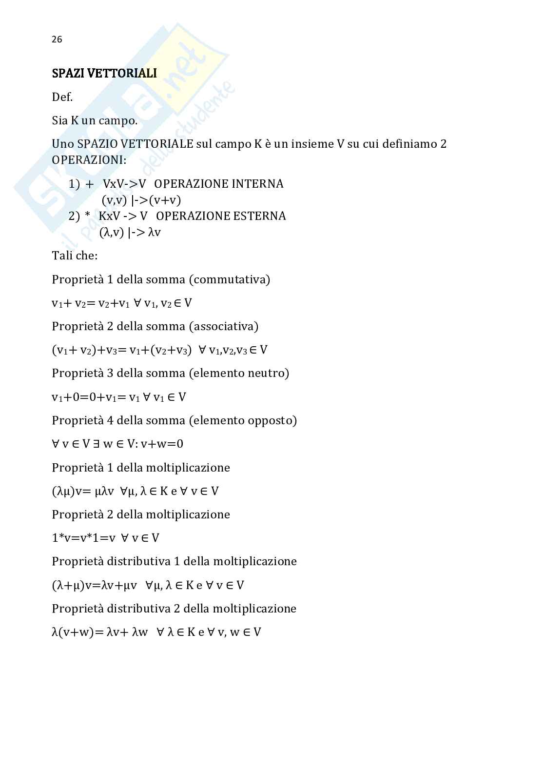 Algebra e geometria lineare - Parte 2 Pag. 1