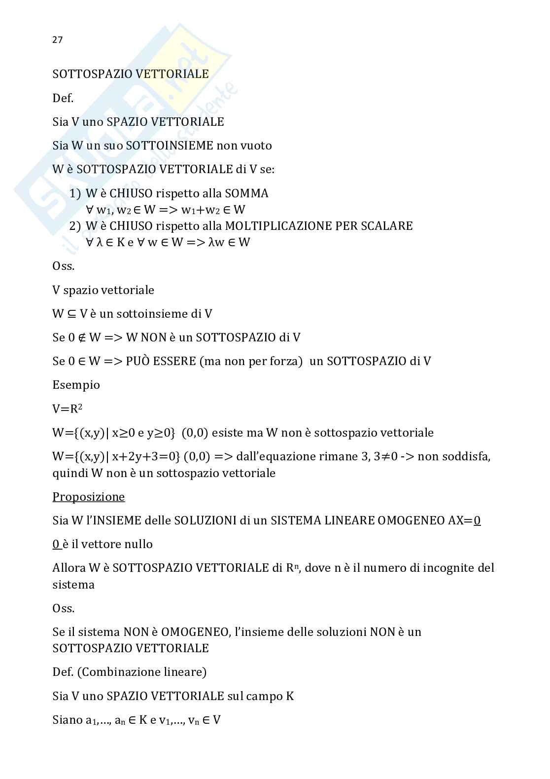 Algebra e geometria lineare - Parte 2 Pag. 2