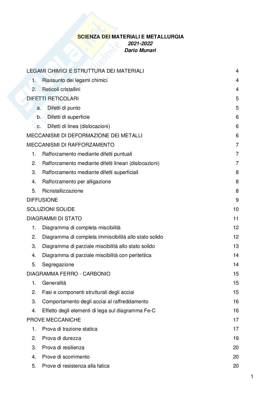 Appunti di Scienza dei materiali e metallurgia Pag. 1