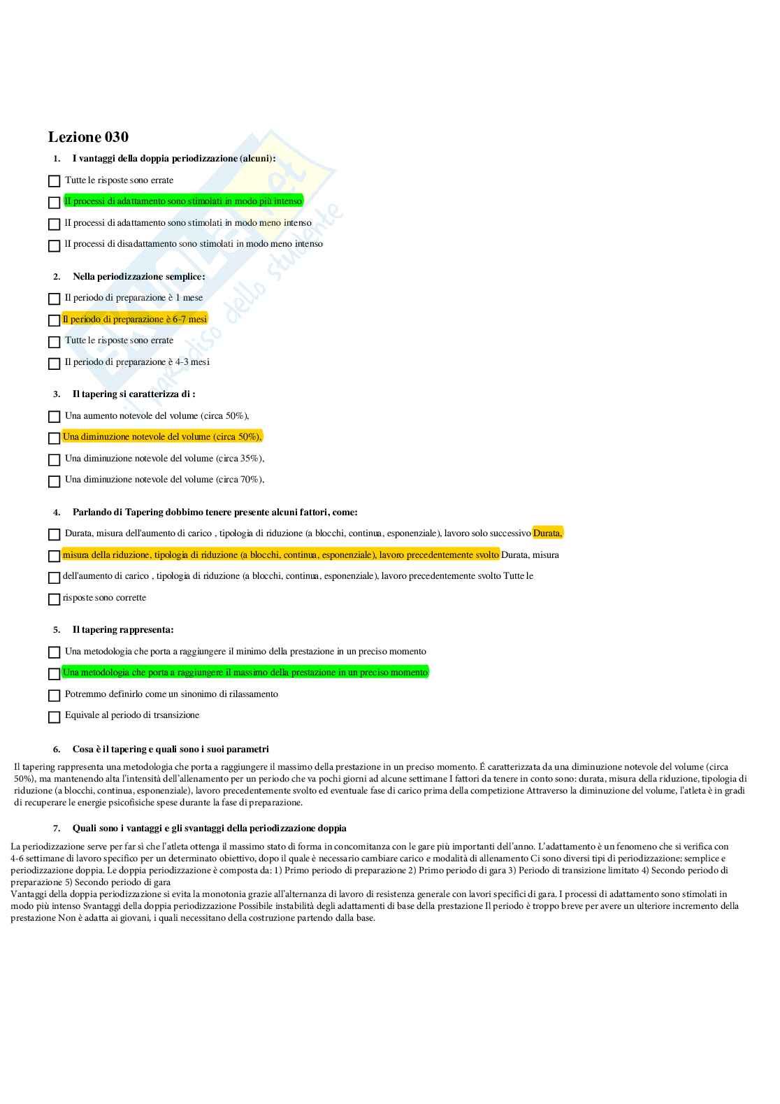 Paniere Teoria e metodologia dell'allenamento (2026) - Risposte multiple corrette Pag. 76