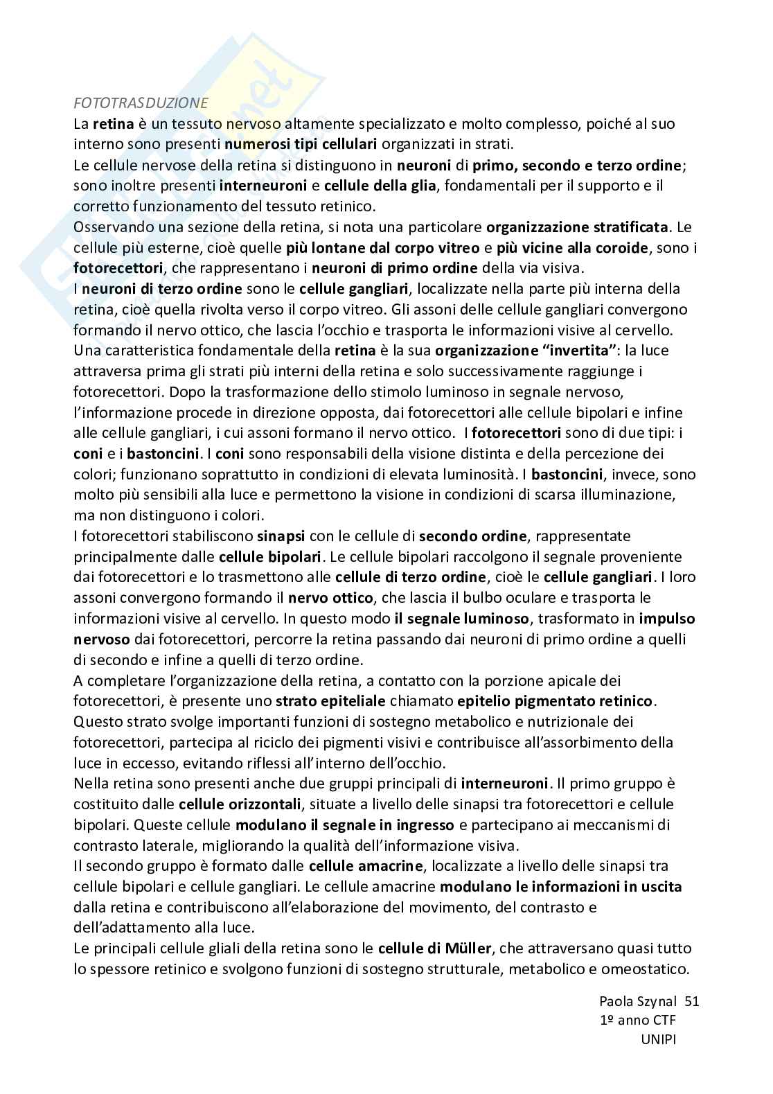Riassunto esame Fisiologia umana, Prof. Piano Ilaria, libro consigliato Fisiologia - L’essenziale, Murloney, Myers Pag. 51