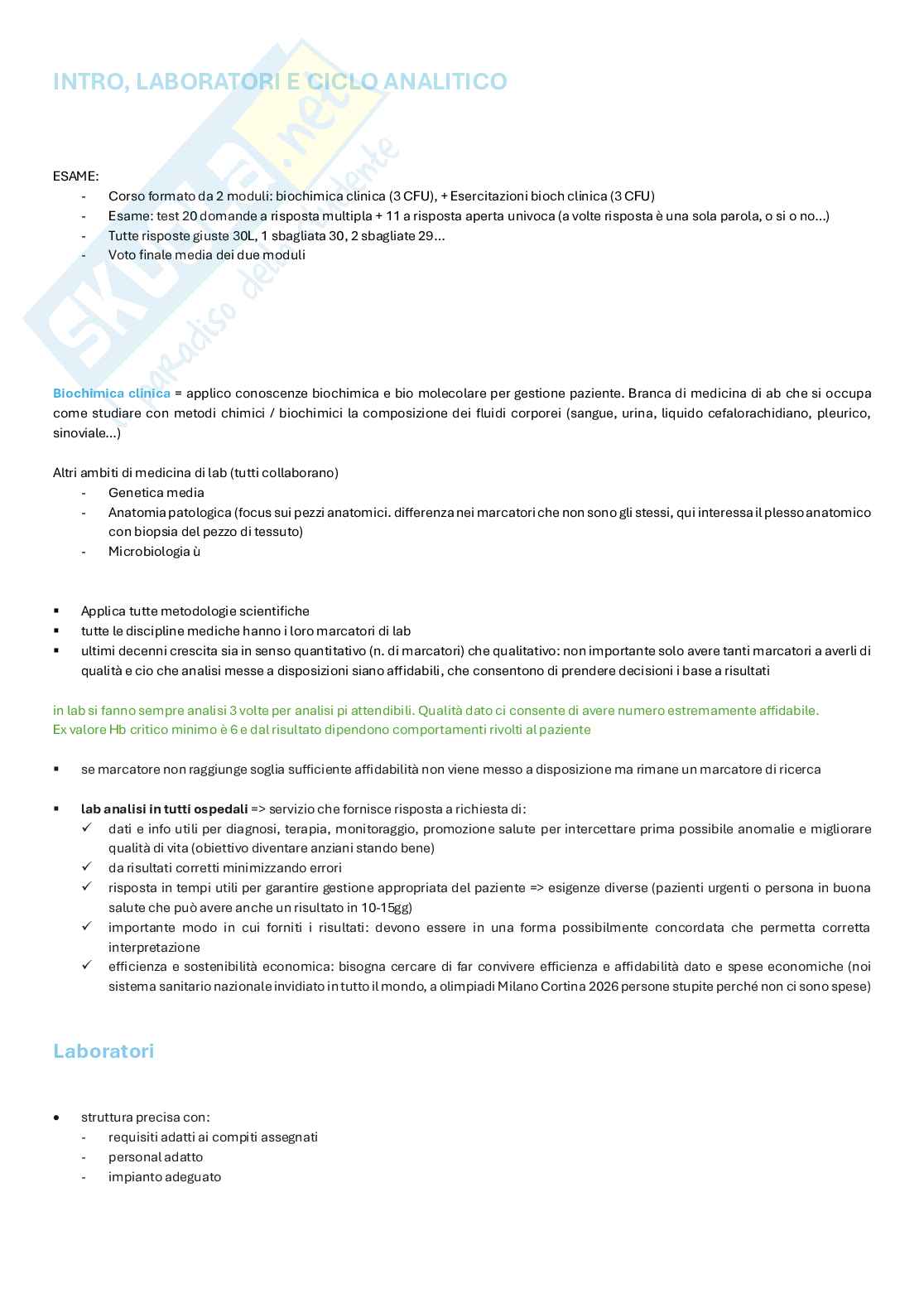 Appunti completi di Biochimica clinica e biologia molecolare clinica  Pag. 1