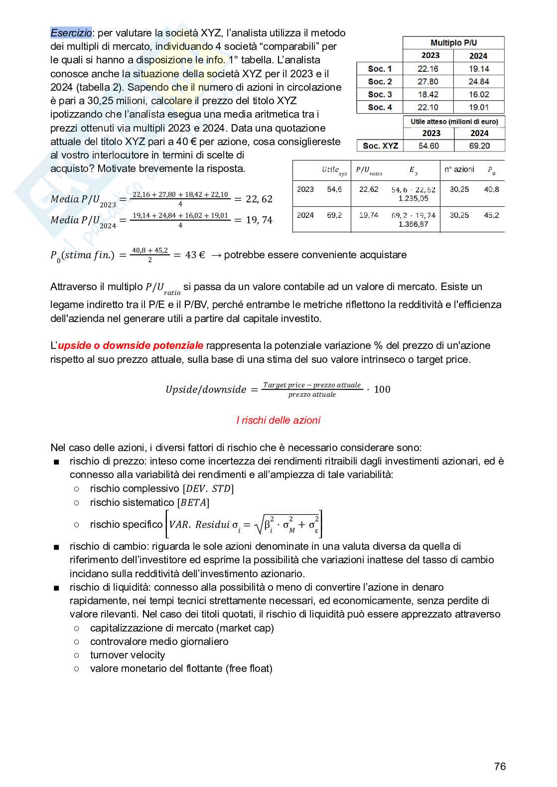 Appunti completi di Economia del mercato mobiliare + esercitazioni Pag. 76