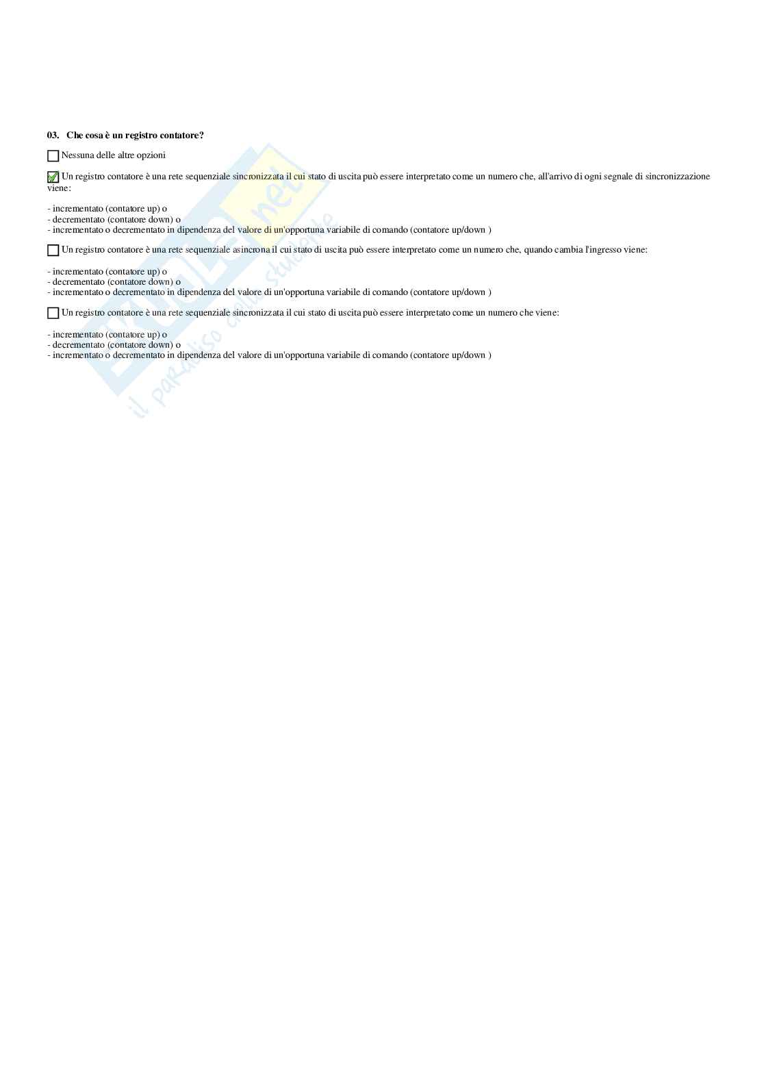 Paniere con risposte chiuse - Calcolatori elettronici e sistemi operativi (2023/2024) Pag. 16