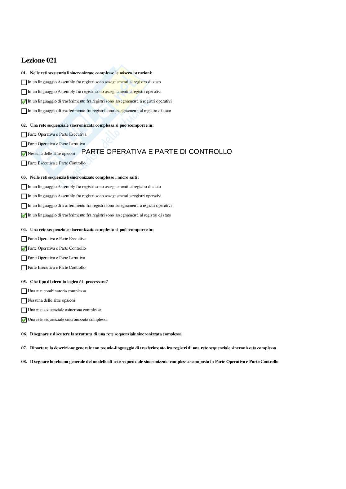 Paniere con risposte chiuse - Calcolatori elettronici e sistemi operativi (2023/2024) Pag. 21