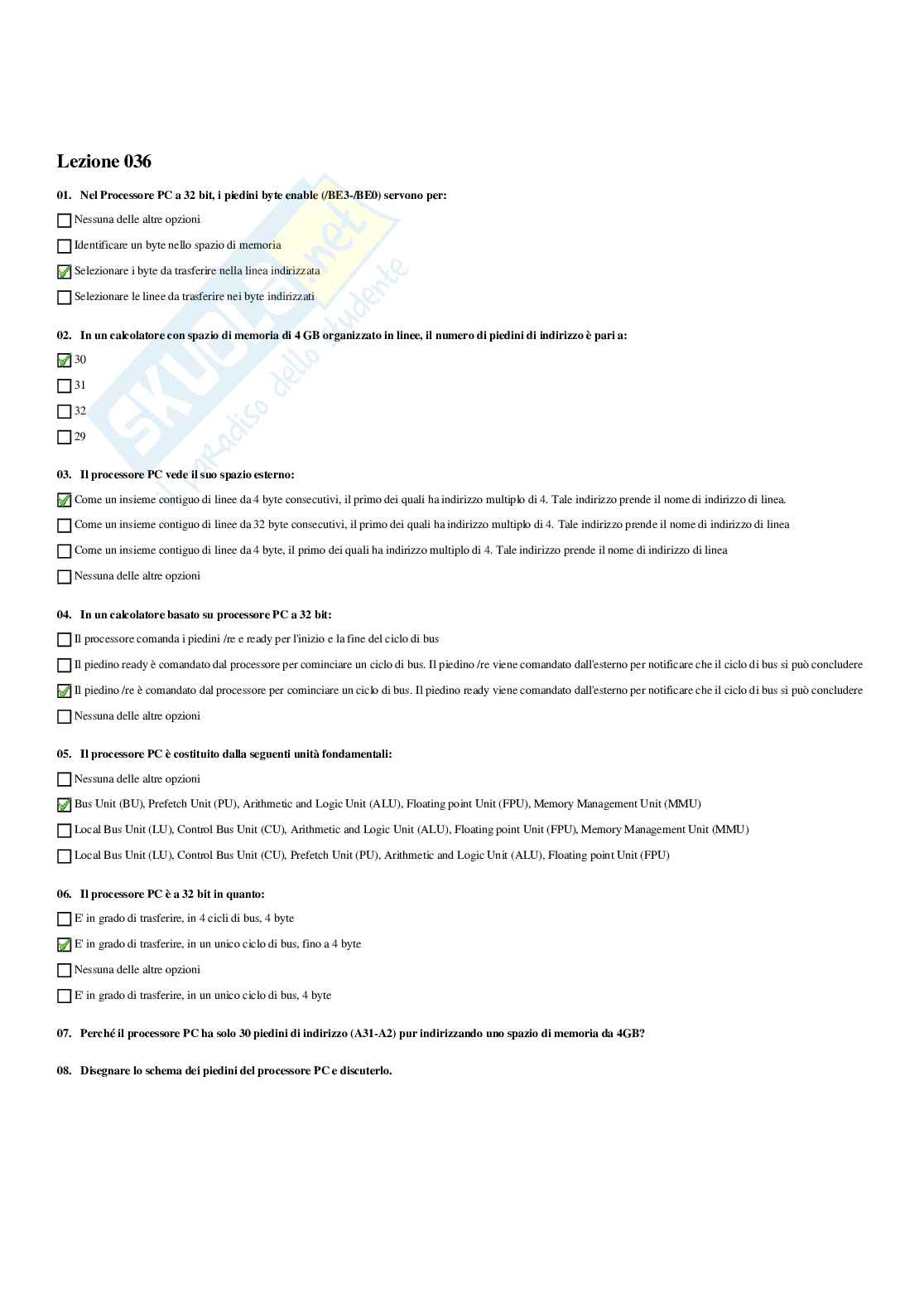 Paniere con risposte chiuse - Calcolatori elettronici e sistemi operativi (2023/2024) Pag. 46