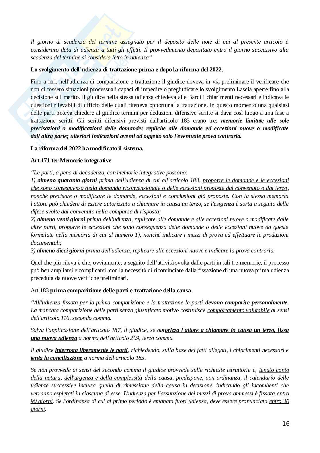 Riassunto esame Diritto processuale civile , Prof. Benussi Silvia, libro consigliato Diritto processuale civile, vol.2, Verde Pag. 16