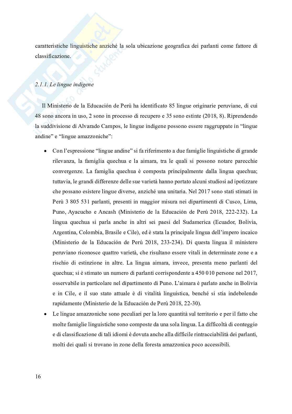 Spagnolo andino peruviano: un'analisi sociolinguistica Pag. 21