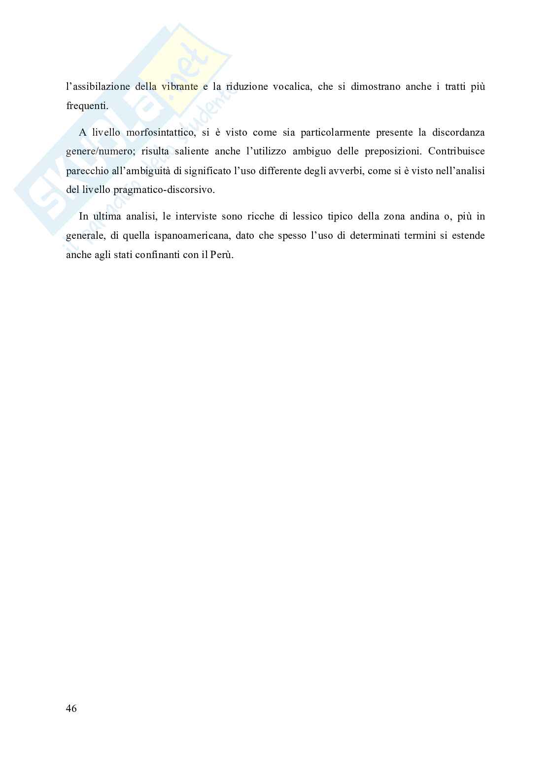 Spagnolo andino peruviano: un'analisi sociolinguistica Pag. 51