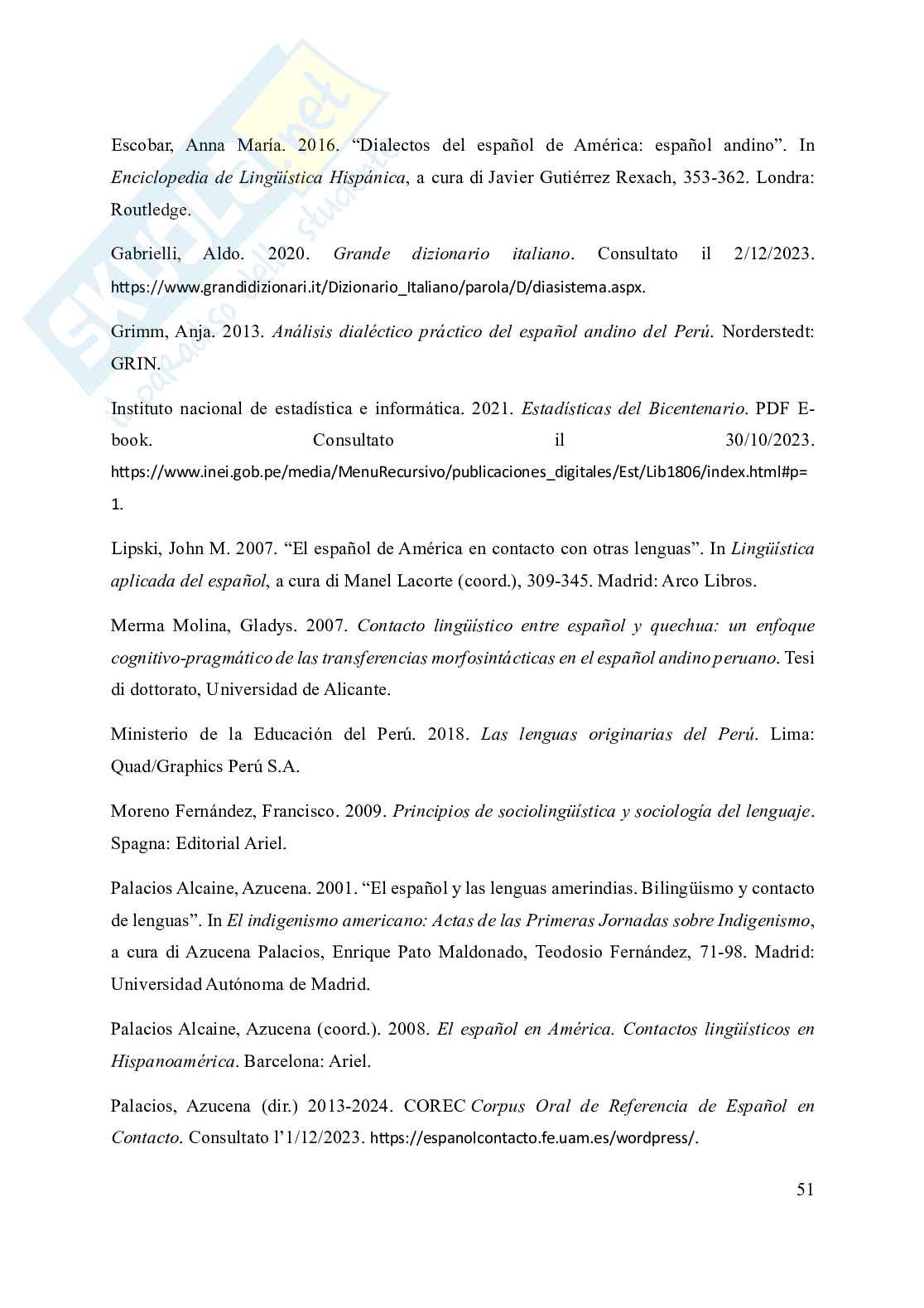 Spagnolo andino peruviano: un'analisi sociolinguistica Pag. 56
